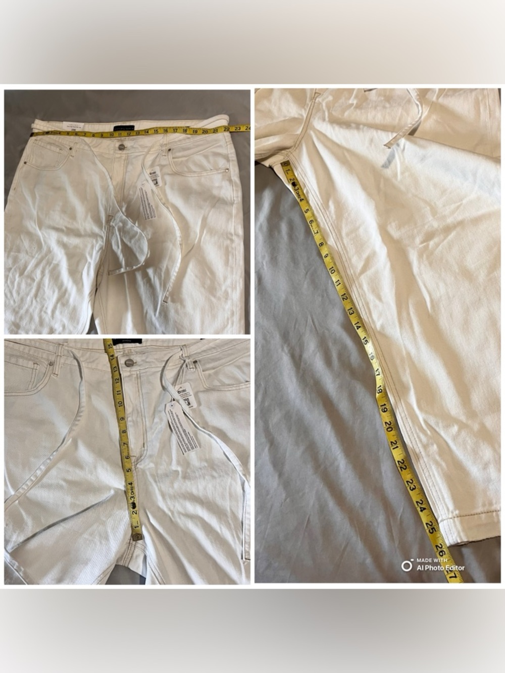 Sanctuary Denim Micro Belt Crop Wide Leg Jeans 20W NWT Cream Off-White Cotton - Picture 8 of 8